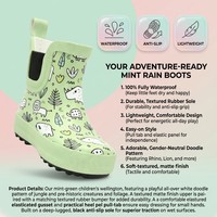 Bottes de pluie Chelsea en caoutchouc pour tout-petits, collection quatre saisons, motif animaux de dessin animé nordique et ballons, couleur menthe, vente en gros