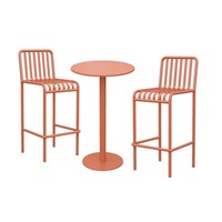 Table et chaises de bar en fer Celebrum au design moderne pour l'extérieur avec tabouret de bar sur balcon pour Internet