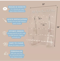 Kit d'affichage mural personnalisable en acrylique pour beignets-Capacité de 50 donuts avec 25 chevilles et base robuste pour boulangeries commerciales/décoration d'événements