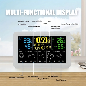 Nouvelle <span class=keywords><strong>Station</strong></span> Météo WiFi Tuya 2026 - Prévisions Météo sur 5 <span class=keywords><strong>Jours</strong></span> - Thermomètre et Hygromètre Intérieur/Extérieur - Product Image 5