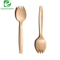 Ensemble de couverts jetables biodégradables en vrac écologiques Style simple couteau en bois fourchette cuillère ustensiles papier emballé