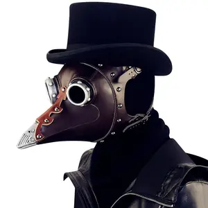 Veba doktor ölüm maskesi deri cadılar bayramı Steampunk karnaval Cosplay yetişkin De Peste gözlük maskesi