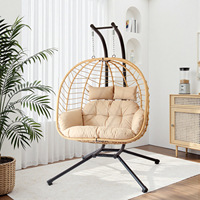 Fauteuil suspendu double en bambou pour extérieur, hamac paresseux sur pied, chaise à bascule de loisirs pour intérieur et balcon, style balançoire tendance