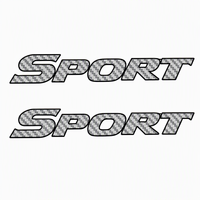 Autocollant Emblème Sport en Fibre de Carbone Bleu avec Bord Noir : Badge Lettres Plat pour Carrosserie, Vinyle Texturé PVC