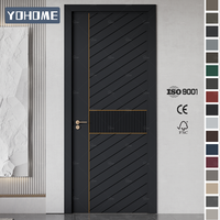 Porte intérieure américaine personnalisée, écologique, moderne, avec cadre, luxe, noire, pour chambre à coucher