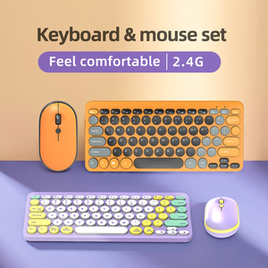 Ergonomic ABS Vòng Keycap 2.4G không dây dễ thương đầy màu sắc máy đánh chữ im lặng bàn phím chuột Combo cho PC/máy tính xách tay/máy tính - Product Image 2