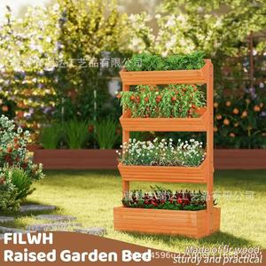 Wooden Planter Box 4 Tier Outdoor Garden Flower <b>Pot</b> <b>Stand</b> For Plants And Herbs - Product Image 2