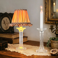 Lampe de table en cristal rechargeable 2700K, design artistique, verre transparent, IP54, lampe décorative pour mariage en extérieur, porte-bougie