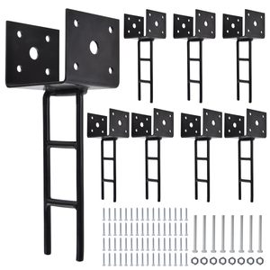 4x4 Heavy Duty <strong>Fence</strong> <strong>Post</strong> Anchor Base | Black Powder Coated Steel U-Shape <strong>Bracket</strong> <strong>Concrete</strong> Deck Pergola Outdoor Metal <strong>Bracket</strong> - Product Image 1