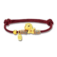 Bracelet ajustable porte-bonheur en corde rouge plaqué or, tissé à la main, style chinois, pendentif cheval du zodiaque