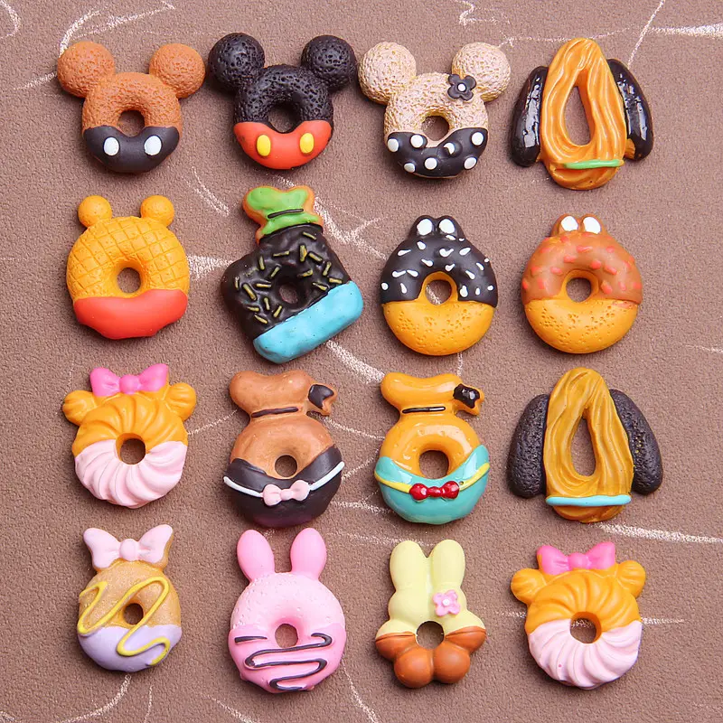 무료 배송 다른 모양 딸기 도넛 매력 귀여운 수지 장식 공예 용품 플랫 백 수지 장식