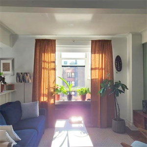 Leggiadre tende di lino verde ganci a nastro per sistema a binario lino tessuto trasparente retro linguetta tende Extra lunghe per soggiorno - Product Image 3