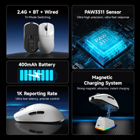 Ratón para Juegos G13 PRO Tri-Modo Inalámbrico 2.4G PAW3311 RGB con Base de Carga y Software Programable para PC, Esports Profesional