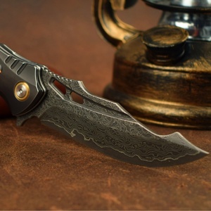 Cuchillo Plegable de Acero Inoxidable OEM DIY para Caza, Hoja de Acero con Punta Caída, Mango de Acero Inoxidable de Cambio Rápido, Ideal para Campismo Industrial y Supervivencia al Aire Libre - Product Image 3