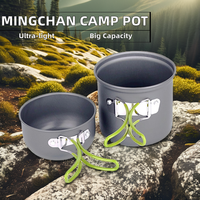 Ensemble de casseroles de camping en aluminium léger à prix avantageux pour le thé, le café et les poêles à frire, idéal pour l'équipement de randonnée