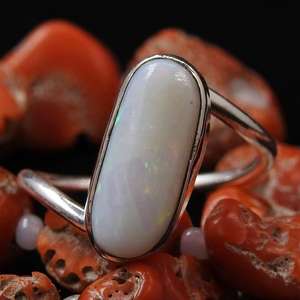 Australian <b>Opal</b> Gemstone <b>Ring</b>-<b>Silver</b> Classic Bezel Setting Multi Fire <b>Opal</b> Wedding Anniversary Gift Party <b>Ring</b>-6US Size Handmade - Product Image 1