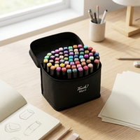 Ensemble de 60 marqueurs d'art à double pointe avec pochette zippée pour l'école et les loisirs créatifs