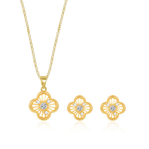 Four <b>Leaf</b> Clover Copper Alloy Necklace Set For Women <b>Light</b> Luxury Clavicle Chain Everyday Wear - Product Image 3