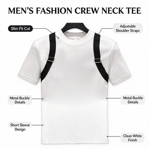 Camiseta de <span class=keywords><strong>Hombre</strong></span> Personalizada con <span class=keywords><strong>Tirantes</strong></span>, Cuello Redondo, Manga Corta, <span class=keywords><strong>Verano</strong></span> 2026, Nueva Tendencia, Ajustada, 100% Algodón Jersey - Product Image 4