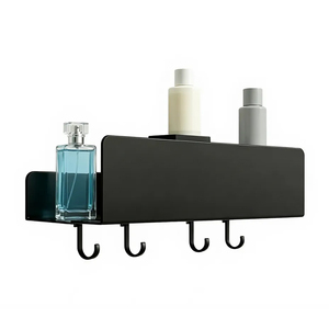 Nouvelle conception d'étagère murale pour shampoing, support en acier inoxydable, organisateur de salle de bain, étagère de douche avec 4 crochets amovibles - Product Image 5