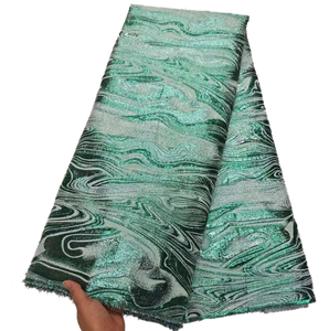 2024 haute qualité africain brocart Jacquard dentelle tissu 5Yards <span class=keywords><strong>Net</strong></span> français <span class=keywords><strong>dorure</strong></span> strass pour robe de mariée décoration - Product Image 6