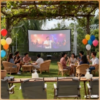 Écran de projection de cinéma pliable perforé pour camping en plein air, 133 pouces, 16:9, portable, pour projection en plein air, style rétro