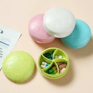 7.5*3.5CM Wheat Straw PP Medicine Box Empty Green Blue 5-days Portable Plastic Travel Pill Case Promotional Waterproof Jars