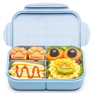 Lonchera Bento Infantil Libre de BPA, Contenedor de Alimentos de 3 Compartimentos, Apta para Microondas, Hermética, para la Escuela - Product Image 4