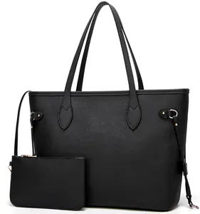 Cheap Factory Price frauen taschen großhandel damen schulter tasche set geldbörse 2 in 1 Criss-Cross design handtasche