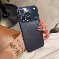 Nouvelle coque de téléphone magnétique en verre mat électroplaqué pour iPhone 17 Pro Max 16 avec film protecteur d'objectif d'appareil photo