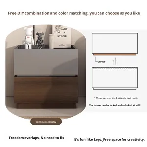 Gabinete de almacenamiento de dormitorio <span class=keywords><strong>DIY</strong></span> de gama alta, <span class=keywords><strong>mesita</strong></span> de <span class=keywords><strong>noche</strong></span> de lujo accesible moderna y creativa para sala de estar, combinación gratuita - Product Image 4