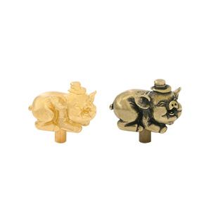 Chinese <strong>Style</strong> Lucky Pig Brass Door Handles Zodiac Pig Cabinet Pulls and Hooks - Product Image 5