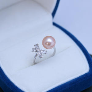 Bague ouverte en argent S925 pour femme Zhuji Danshui Wenchi, perle 9-10MM à fort éclat et faibles défauts, modèle 24769, vente en gros Chine en direct - Product Image 2