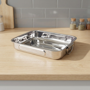 Plateau à lasagnes en acier inoxydable de qualité commerciale, finition polie, motif uni, pour usage en restaurant, compatible lave-vaisselle, le plus vendu - Product Image 2