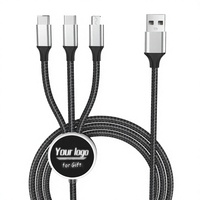 Nouveauté Câble de données USB-C en nylon 3 en 1 100W 5A à charge rapide pour téléphone, ordinateur portable et utilisation en voiture