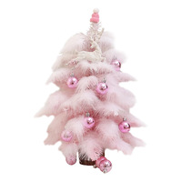 2022 Grenzüberschreitender Verkaufsschlager Weihnachts-Tischdekoration Rosa/Blaues Weihnachtsbaum-Feder-Set Kleine Ornamente Weihnachtsbaum