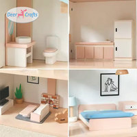 Juego de panadería de madera para niños, casa de muñecas 3D con comida para juegos de simulación, juguetes creativos de tienda de dulces para decoración de juegos de rol DA06660