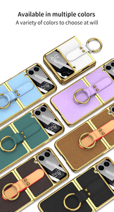 เคสโทรศัพท์หนังเคลือบอิเล็คโทรเพลทสำหรับ Z flip 4พร้อมอุปกรณ์ป้องกันหน้าจอและแหวนกันกระแทกและกันน้ำสำหรับฝาพับ5/6/7 - Product Image 4
