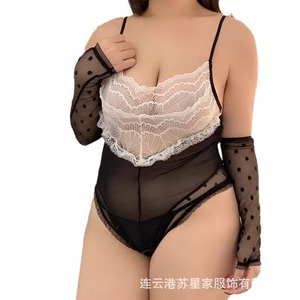 Lingerie sexy, tentation uniforme, combinaison en dentelle transparente pour femme ronde, livraison directe d'usine. - Product Image 5