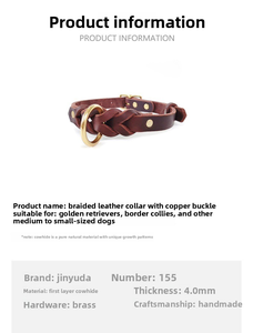 Collar para Perro de Cuero Genuino Tejido a Mano al por Mayor con Hebilla de Latón Sólido, Collar Trenzado Antiguo para Mascotas para Tiendas de Boutique - Product Image 3