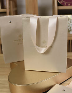 Wholesale Custom Logo Printed Paper <b>Gift</b> Bag with Luxury <b>Ribbon</b> Handle for Clothing Cosmetics Perfume Promotion - Product Image 1