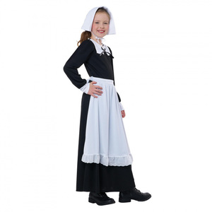 Disfraz de Sirvienta de Halloween para Niñas, Conjunto de Tres Piezas con Pañuelo para la Cabeza, Cuello y Delantal, Material de Algodón, Primavera 2025 - Product Image 2