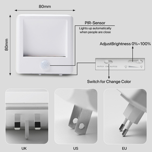 Pasillo Sensor de movimiento Lámparas de noche Enchufe Led Luz de noche Rojo Ámbar Sensor de movimiento Luz de noche - Product Image 3
