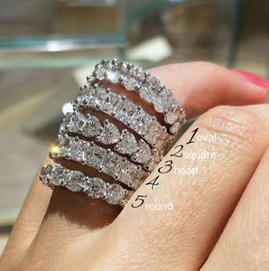 <strong>Rings</strong> <strong>Set</strong> Women Cubic Zirconia Bling Sparkle Diamond <strong>Silver</strong> Jewelry <strong>Ring</strong> - Product Image 2