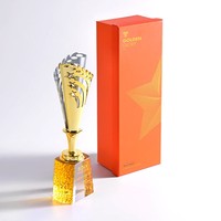 Trophée en cristal de Chine personnalisé, étoile pentagonale créative en cristal artificiel, trophée de retraite annuelle pour employés