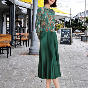 2024 dernière robe plissée pour femmes élégant Style coréen décontracté tissé écologique antistatique pour l'été conception imprimée naturelle - Product Image 3