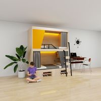 Lit superposé moderne de taille standard avec échelle, mobilier robuste pour dortoir, hôtel, appartement, école