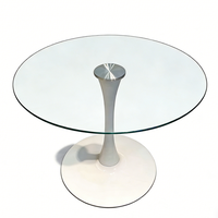 Table à manger avec plateau en verre, base robuste, table 2-4 places pour salle à manger, salon, balcon, café