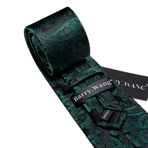 Bán buôn Tùy chỉnh màu xanh lá cây của nam giới Tie lụa cổ điển Wedding cà vạt và túi vuông Khuy măng <span class=keywords><strong>s</strong></span>ét Set Paisley - Product Image 4