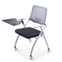 Chaise d'entraînement scolaire pliable en métal au design moderne avec table et bloc-notes pour salle de classe et salle de formation hospitalière